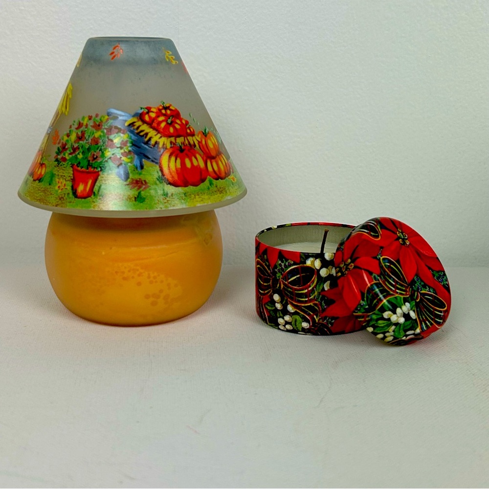 Avon 'NOS' '2003' Bountiful Harvest Candle Jar Lamp & '1994' Scented Tin Candle